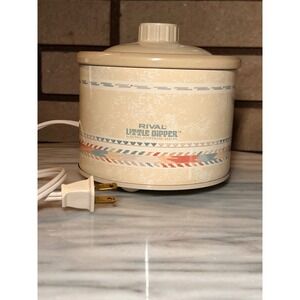 VTG TESTED Rival Little Dipper mini Crockpot Stoneware  Model 3204 Cream 1988